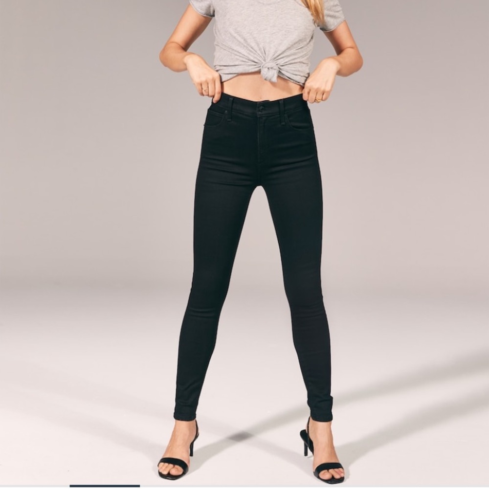 A&F High Rise Super Skinny Black Jeans